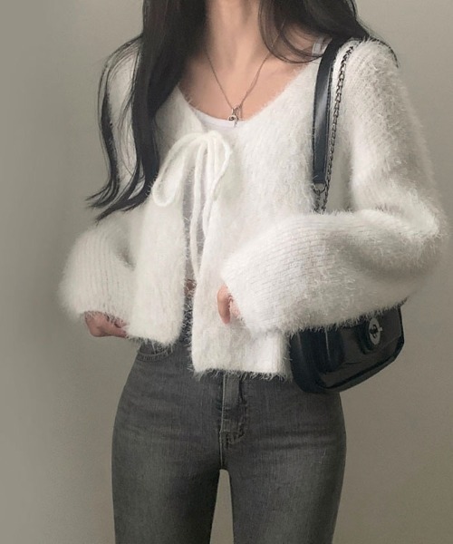 VIVID LADY（ビビッドレディー）の「ふわふわシャギーカーディガン（カーディガン/ボレロ・レディース・アイボリー/ブルーグレー/ブラック/ピンク・FREE）」の17枚目の写真