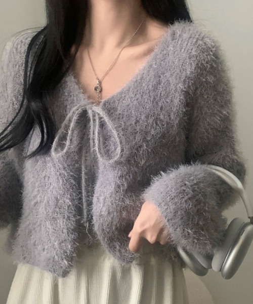 VIVID LADY（ビビッドレディー）の「ふわふわシャギーカーディガン（カーディガン/ボレロ・レディース・アイボリー/ブルーグレー/ブラック/ピンク・FREE）」の18枚目の写真