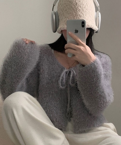 VIVID LADY（ビビッドレディー）の「ふわふわシャギーカーディガン（カーディガン/ボレロ・レディース・アイボリー/ブルーグレー/ブラック/ピンク・FREE）」の19枚目の写真