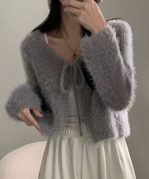 VIVID LADY（ビビッドレディー）の「ふわふわシャギーカーディガン（カーディガン/ボレロ・レディース・アイボリー/ブルーグレー/ブラック/ピンク・FREE）」の20枚目の写真