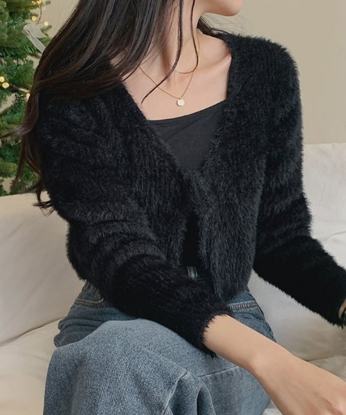 VIVID LADY（ビビッドレディー）の「ふわふわシャギーカーディガン（カーディガン/ボレロ・レディース・アイボリー/ブルーグレー/ブラック/ピンク・FREE）」の22枚目の写真