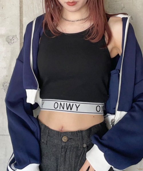 one way（ワンウェイ）の「ONWYロゴタンク / カップ付き（タンクトップ・レディース・ホワイト×ブラック/ブラック/ホワイト・FREE）」の3枚目の写真