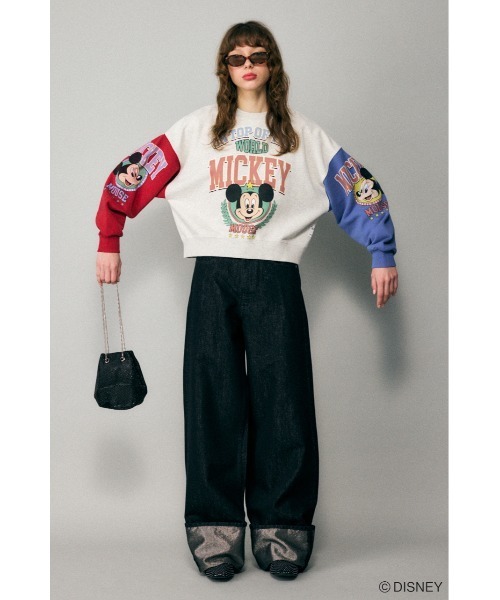 マウジー MD COLOR SLVS プルオーバー MICKEY ディズニー Disney SERIES CREATED by MOUSSY（ディズニーシリーズクリエイ