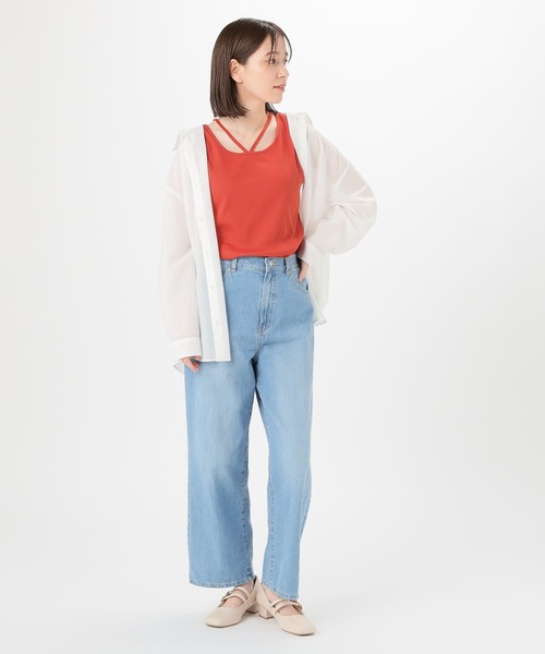 Honeys（ハニーズ）の「シアーシャツ（シャツ/ブラウス・レディース・ホワイト/ライトカーキ/ブラック/グレイッシュベージュ/サックスブルー/ピンク/ブラウン/ブルー/チャコールグレー・M/S/LL/L）」の10枚目の写真