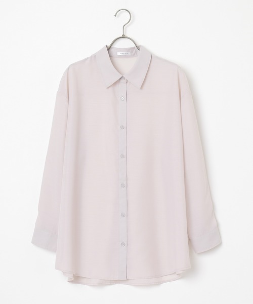 Honeys（ハニーズ）の「シアーシャツ（シャツ/ブラウス・レディース・ホワイト/ライトカーキ/ブラック/グレイッシュベージュ/サックスブルー/ピンク/ブラウン/ブルー/チャコールグレー・M/S/LL/L）」の22枚目の写真