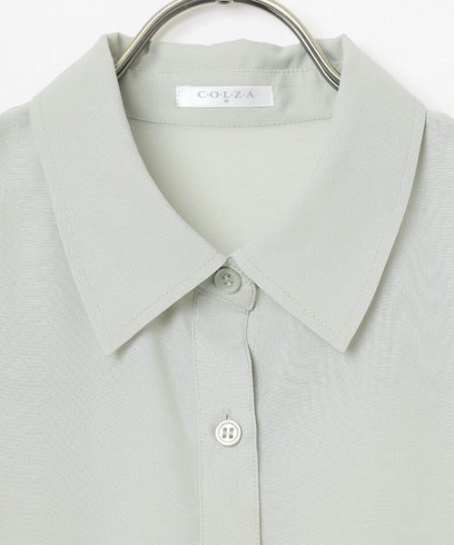 Honeys（ハニーズ）の「シアーシャツ（シャツ/ブラウス・レディース・ホワイト/ライトカーキ/ブラック/グレイッシュベージュ/サックスブルー/ピンク/ブラウン/ブルー/チャコールグレー・M/S/LL/L）」の17枚目の写真