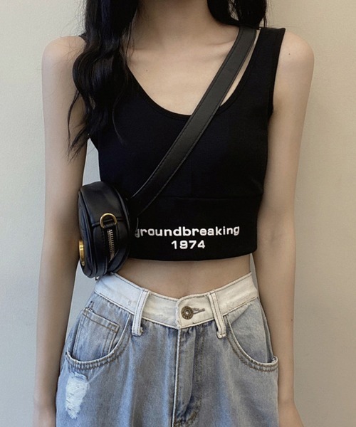 Miniministore(ミニミニストア)の「ヘソ出しtシャツ タンクトップ 韓国(Tシャツ/カットソー・レディース・ホワイト×ブラック・M/XL/L)」の15枚目の写真
