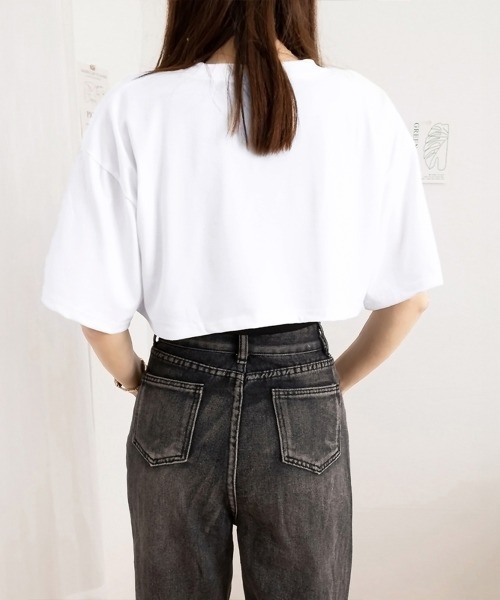 Miniministore(ミニミニストア)の「ヘソ出しtシャツ タンクトップ 韓国(Tシャツ/カットソー・レディース・ホワイト×ブラック・M/XL/L)」の5枚目の写真