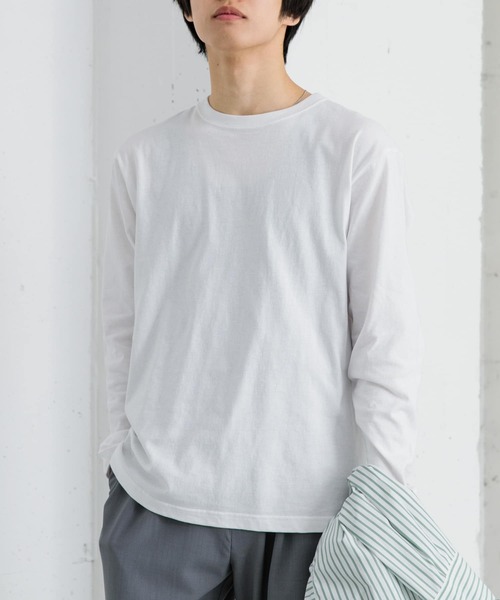 SENSE OF PLACE by URBAN RESEARCH（センスオブプレイスバイアーバンリサーチ）の「クルーネックロングTシャツ A（Tシャツ/カットソー・メンズ・ネイビー/ホワイト/ライトグレー・MEDIUM/LARGE）」の4枚目の写真