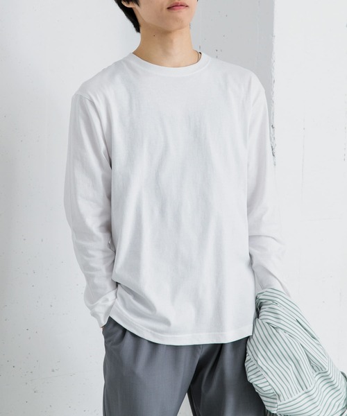 SENSE OF PLACE by URBAN RESEARCH（センスオブプレイスバイアーバンリサーチ）の「クルーネックロングTシャツ A（Tシャツ/カットソー・メンズ・ネイビー/ホワイト/ライトグレー・MEDIUM/LARGE）」の6枚目の写真