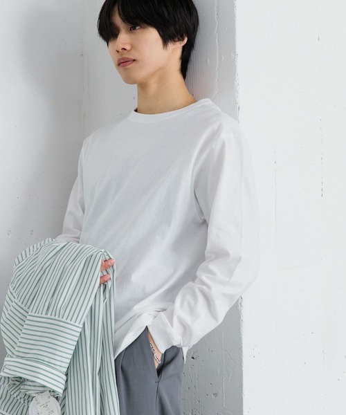 SENSE OF PLACE by URBAN RESEARCH（センスオブプレイスバイアーバンリサーチ）の「クルーネックロングTシャツ A（Tシャツ/カットソー・メンズ・ネイビー/ホワイト/ライトグレー・MEDIUM/LARGE）」の7枚目の写真