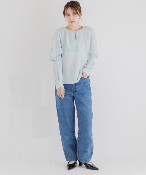 Dita Muaj.(ディータムアージュ)の「ケープ風ブラウス(シャツ/ブラウス・レディース・ナチュラル/サックスブルー/ネイビー・FREE)」の14枚目の写真
