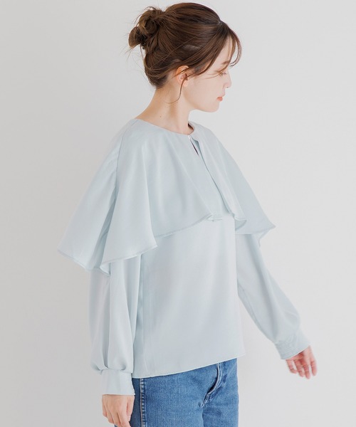 Dita Muaj.(ディータムアージュ)の「ケープ風ブラウス(シャツ/ブラウス・レディース・ナチュラル/サックスブルー/ネイビー・FREE)」の16枚目の写真