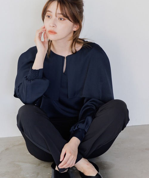 Dita Muaj.(ディータムアージュ)の「ケープ風ブラウス(シャツ/ブラウス・レディース・ナチュラル/サックスブルー/ネイビー・FREE)」の10枚目の写真