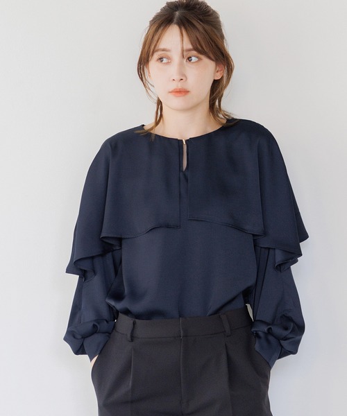 Dita Muaj.(ディータムアージュ)の「ケープ風ブラウス(シャツ/ブラウス・レディース・ナチュラル/サックスブルー/ネイビー・FREE)」の22枚目の写真