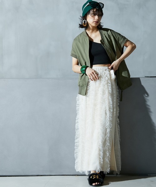 GEVS.(ジェイヴィス)の「<大きいサイズ> MA‐1ジレ GEVS.(ベスト・レディース・カーキ/ブラック・LL/3L/4L/5L/L)」の7枚目の写真