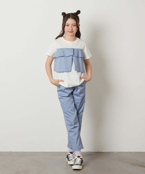 a.v.v（アーヴェヴェ）の「[160]【2点セット】フリルトップス&テーパードパンツセットアップ（その他トップス・キッズ・ダークインディゴブルー/ベージュ・160）」の18枚目の写真