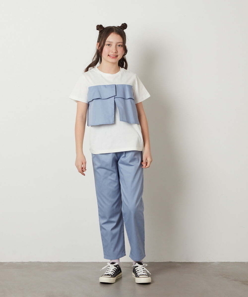 a.v.v（アーヴェヴェ）の「[160]【2点セット】フリルトップス&テーパードパンツセットアップ（その他トップス・キッズ・ダークインディゴブルー/ベージュ・160）」の19枚目の写真