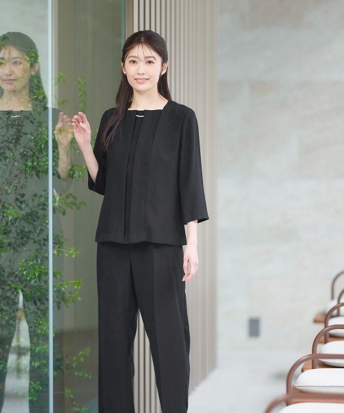喪服・礼服】洗える防しわフォーマル3点セットスーツ（ロング丈