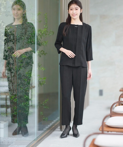 喪服・礼服】洗える防しわフォーマル3点セットスーツ（ロング丈