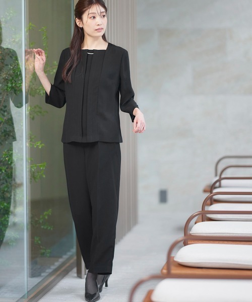 セール】【喪服・礼服】洗える防しわフォーマル3点セットスーツ