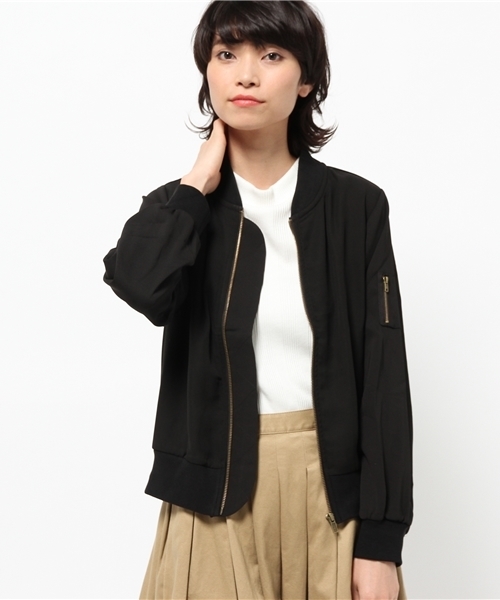 CAPRICIEUX LE'MAGE（カプリシューレマージュ）の「シフォンMA-1（ブルゾン・レディース・ホワイト/グリーン/ブラック・FREE）」の3枚目の写真