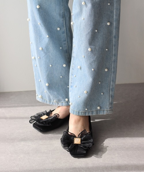 BLUEEAST(ブルーイースト)の「オーガンジーリボンパンプス(パンプス・レディース・ブラック/アイボリー・LARGE/MEDIUM)」の7枚目の写真