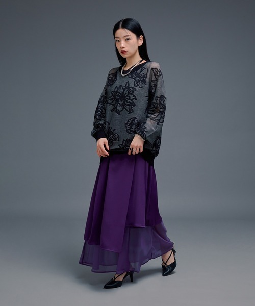 Ellno de Mavie（エルノデメヴィ）の「フラワーラメシアーメッシュニット（ニット/セーター・レディース・ブルー/ブラック・FREE）」の5枚目の写真