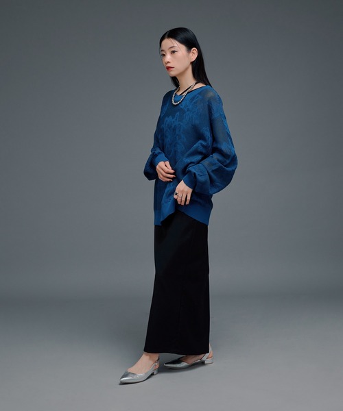 Ellno de Mavie（エルノデメヴィ）の「フラワーラメシアーメッシュニット（ニット/セーター・レディース・ブルー/ブラック・FREE）」の14枚目の写真