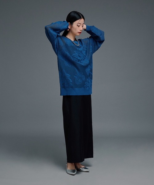 Ellno de Mavie（エルノデメヴィ）の「フラワーラメシアーメッシュニット（ニット/セーター・レディース・ブルー/ブラック・FREE）」の13枚目の写真