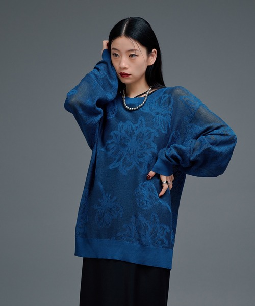 Ellno de Mavie（エルノデメヴィ）の「フラワーラメシアーメッシュニット（ニット/セーター・レディース・ブルー/ブラック・FREE）」の17枚目の写真