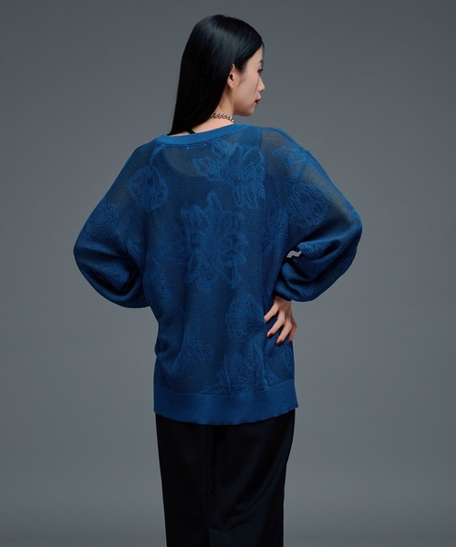 Ellno de Mavie（エルノデメヴィ）の「フラワーラメシアーメッシュニット（ニット/セーター・レディース・ブルー/ブラック・FREE）」の15枚目の写真
