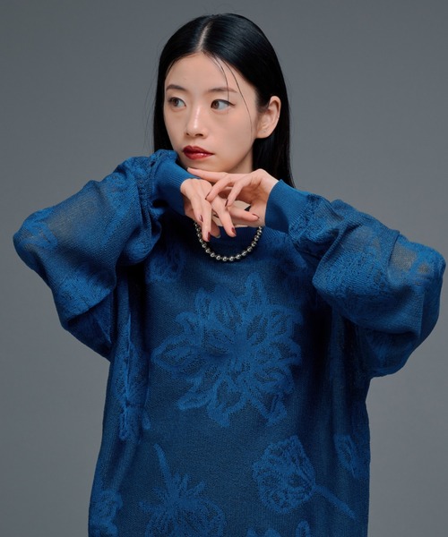 Ellno de Mavie（エルノデメヴィ）の「フラワーラメシアーメッシュニット（ニット/セーター・レディース・ブルー/ブラック・FREE）」の20枚目の写真