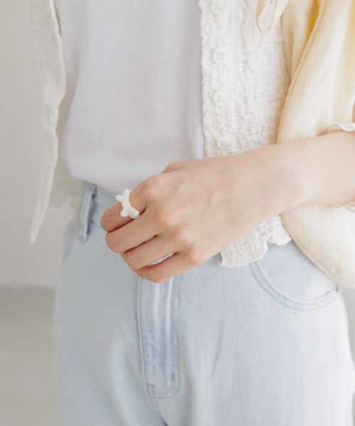 flower(フラワー)の「ジェリーリボンリング(リング・レディース・ピンク/アイボリー・FREE)」の7枚目の写真