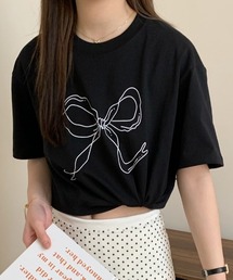 YUGA_YGMC リボンプリント Tシャツ