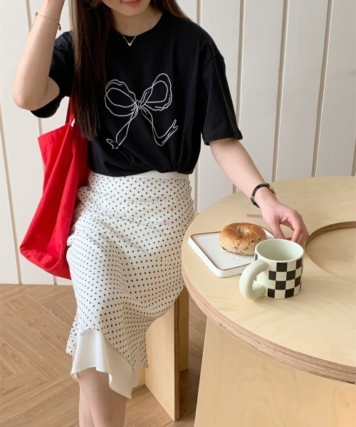 FREE STYLISTS(フリー スタイリスト)の「YUGA_YGMC リボンプリント Tシャツ(Tシャツ/カットソー・レディース・ブラック/ホワイト・FREE)」の21枚目の写真