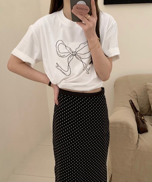 FREE STYLISTS(フリー スタイリスト)の「YUGA_YGMC リボンプリント Tシャツ(Tシャツ/カットソー・レディース・ブラック/ホワイト・FREE)」の17枚目の写真