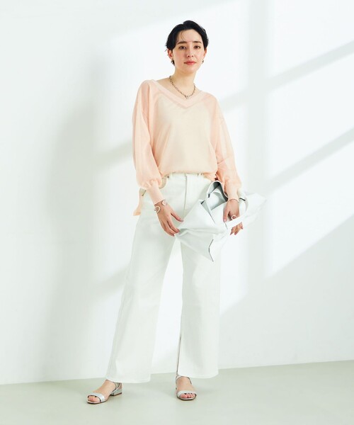 NOLLEY’S Sophi（ノーリーズソフィ）の「《手洗い可能》ブライトシアー2WAYプルオーバーニット（ニット/セーター・レディース・ライトグレー/ベージュ/サーモンピンク・38）」の10枚目の写真