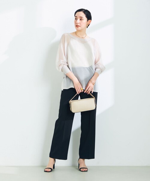 NOLLEY’S Sophi（ノーリーズソフィ）の「《手洗い可能》ブライトシアー2WAYプルオーバーニット（ニット/セーター・レディース・ライトグレー/ベージュ/サーモンピンク・38）」の15枚目の写真