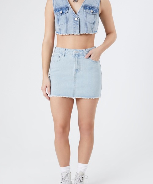 FOREVER 21（フォーエバー トゥエンティーワン）の「デニムミニスカート（デニムスカート・レディース・ブルー/ライトブルー・SMALL/MEDIUM/LARGE）」の4枚目の写真