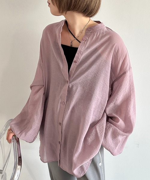apres jour mignon(アプレジュールミニョン)の「袖ボリュームシアーシャツ【ZOZOTOWN限定アイテム】(シャツ/ブラウス・レディース・オフホワイト/グレー/グレイッシュベージュ/ブラック/ネイビー/グリーン/ピンク・X-LARGE/フリー)」の7枚目の写真