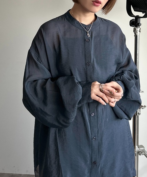 apres jour mignon(アプレジュールミニョン)の「袖ボリュームシアーシャツ【ZOZOTOWN限定アイテム】(シャツ/ブラウス・レディース・オフホワイト/グレー/グレイッシュベージュ/ブラック/ネイビー/グリーン/ピンク・X-LARGE/フリー)」の15枚目の写真