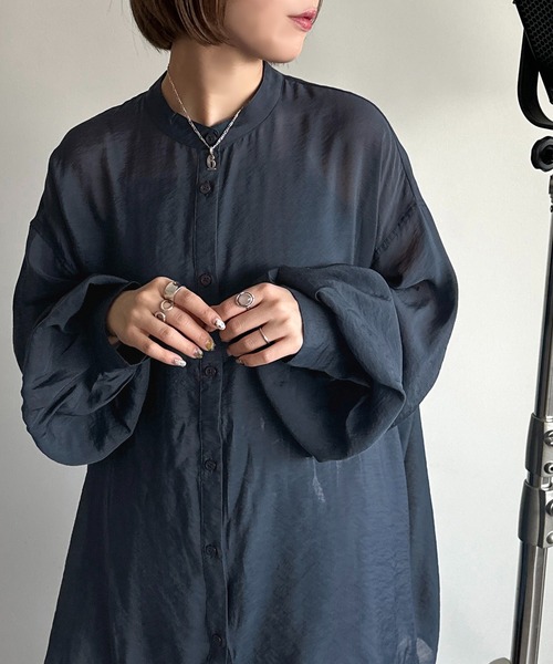 apres jour mignon(アプレジュールミニョン)の「袖ボリュームシアーシャツ【ZOZOTOWN限定アイテム】(シャツ/ブラウス・レディース・オフホワイト/グレー/グレイッシュベージュ/ブラック/ネイビー/グリーン/ピンク・X-LARGE/フリー)」の13枚目の写真