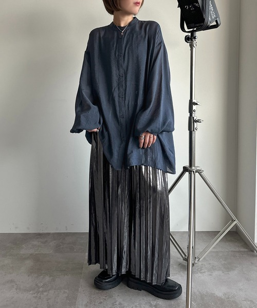 apres jour mignon(アプレジュールミニョン)の「袖ボリュームシアーシャツ【ZOZOTOWN限定アイテム】(シャツ/ブラウス・レディース・オフホワイト/グレー/グレイッシュベージュ/ブラック/ネイビー/グリーン/ピンク・X-LARGE/フリー)」の17枚目の写真