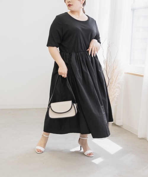CLETTE(クレット)の「ナイロンドッキングワンピース(ワンピース・レディース・カーキ/ブラック/ネイビー・LL/3L/4L)」の22枚目の写真