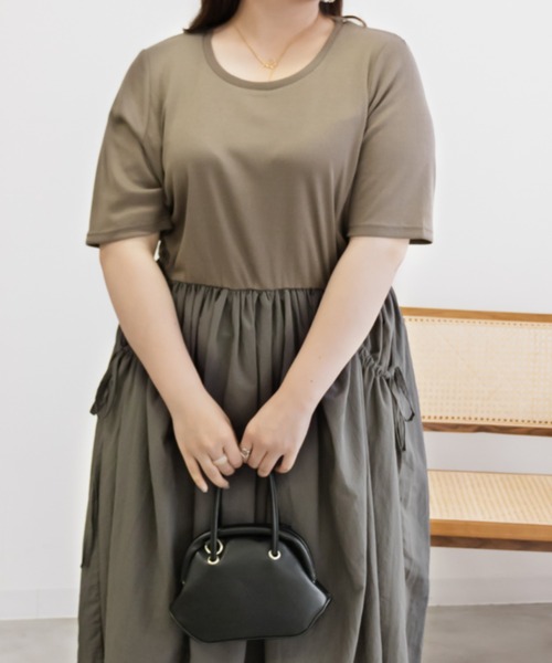 CLETTE(クレット)の「ナイロンドッキングワンピース(ワンピース・レディース・カーキ/ブラック/ネイビー・LL/3L/4L)」の15枚目の写真
