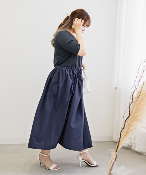 CLETTE(クレット)の「ナイロンドッキングワンピース(ワンピース・レディース・カーキ/ブラック/ネイビー・LL/3L/4L)」の18枚目の写真