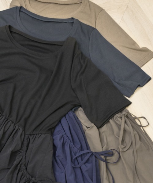 CLETTE(クレット)の「ナイロンドッキングワンピース(ワンピース・レディース・カーキ/ブラック/ネイビー・LL/3L/4L)」の9枚目の写真
