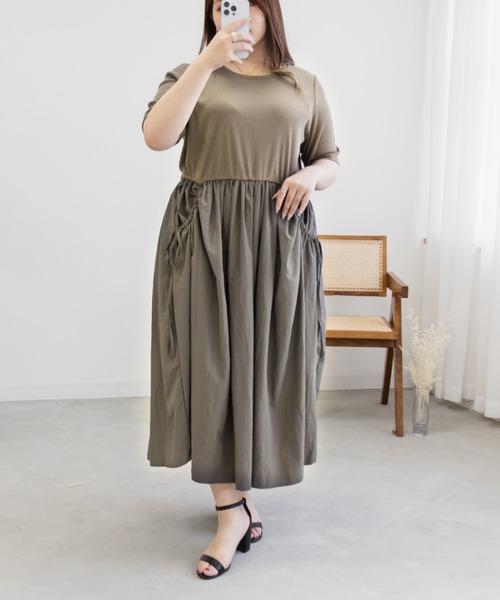 CLETTE(クレット)の「ナイロンドッキングワンピース(ワンピース・レディース・カーキ/ブラック/ネイビー・LL/3L/4L)」の21枚目の写真