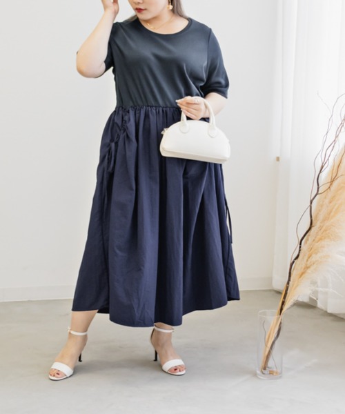 CLETTE(クレット)の「ナイロンドッキングワンピース(ワンピース・レディース・カーキ/ブラック/ネイビー・LL/3L/4L)」の17枚目の写真